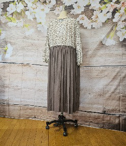 コットンギャザー切り替えワンピース