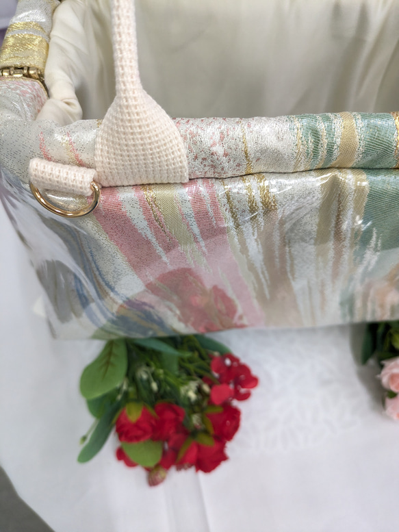 リメイク・帯・着物　『オビカラbag』　L2タイプ　手提げ、ばね口金、GOLF　カートバック　　送料無料 16枚目の画像