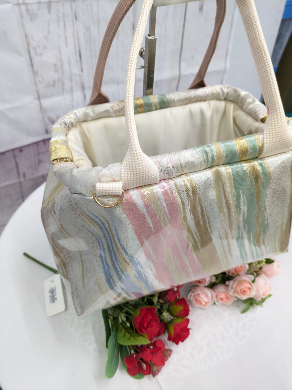 リメイク・帯・着物　『オビカラbag』　L2タイプ　手提げ、ばね口金、GOLF　カートバック　　送料無料 13枚目の画像