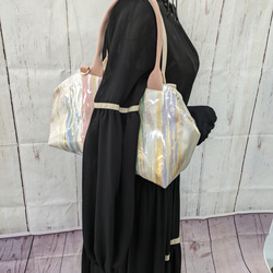 リメイク・帯・着物　『オビカラbag』　L2タイプ　手提げ、ばね口金、GOLF　カートバック　　送料無料 2枚目の画像