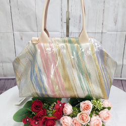 リメイク・帯・着物　『オビカラbag』　L2タイプ　手提げ、ばね口金、GOLF　カートバック　　送料無料 3枚目の画像