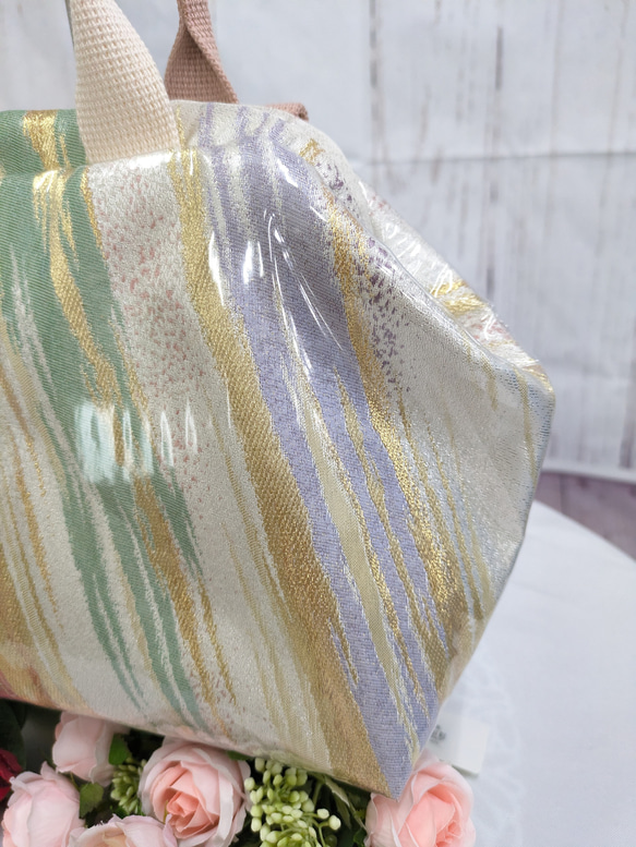 リメイク・帯・着物　『オビカラbag』　L2タイプ　手提げ、ばね口金、GOLF　カートバック　　送料無料 6枚目の画像