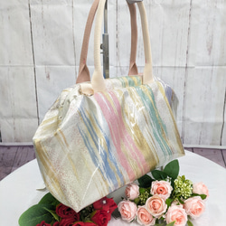 リメイク・帯・着物　『オビカラbag』　L2タイプ　手提げ、ばね口金、GOLF　カートバック　　送料無料 5枚目の画像