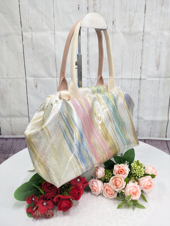 リメイク・帯・着物　『オビカラbag』　L2タイプ　手提げ、ばね口金、GOLF　カートバック　　送料無料 5枚目の画像