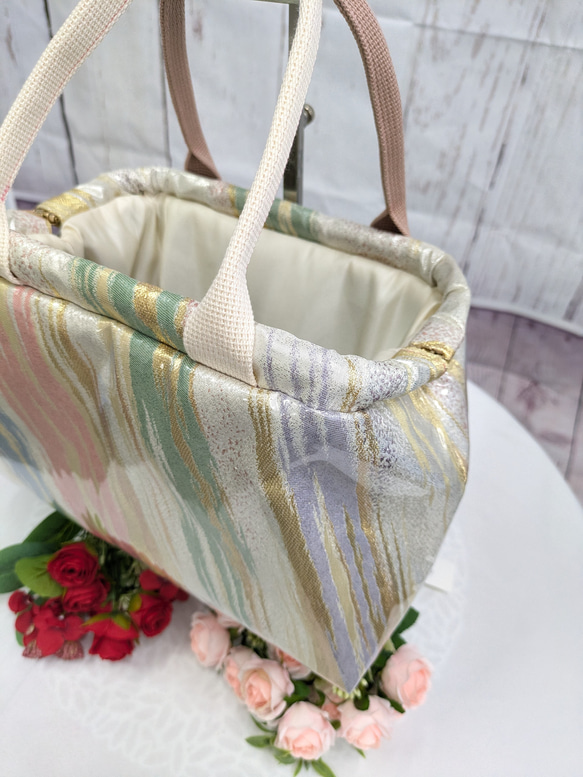 リメイク・帯・着物　『オビカラbag』　L2タイプ　手提げ、ばね口金、GOLF　カートバック　　送料無料 12枚目の画像