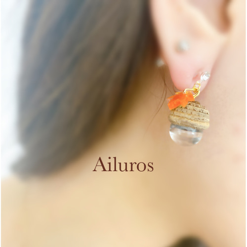 数量限定☆実りの秋 どんぐりイヤリング レジン 自然素材 ボタニカル