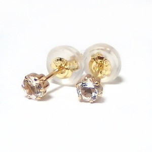 【3月誕生石】K18YG アクアマリン ピアス スタッドピアス 18金イエローゴールド シリコン製ダブルロックキャッチ