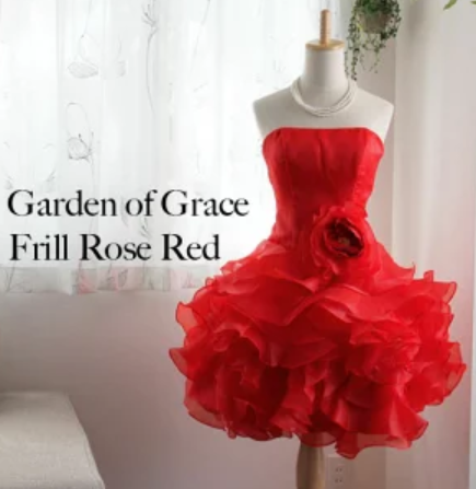 ハロウィンやパーティ 発表会にも最適　華やかなミニドレス【ニューフリルレッド】