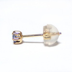 【十二月生日石】K18YG 坦桑石耳環耳環 18K 黃金矽膠雙鎖扣 第2張的照片