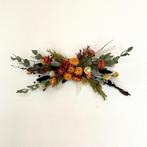 横長スワッグ　大　ドライフラワー　スワッグ　インテリア　カフェ風　ハロウィン　秋 ハロウィンカラーの横長スワッグ ドライフラワー スワッグ