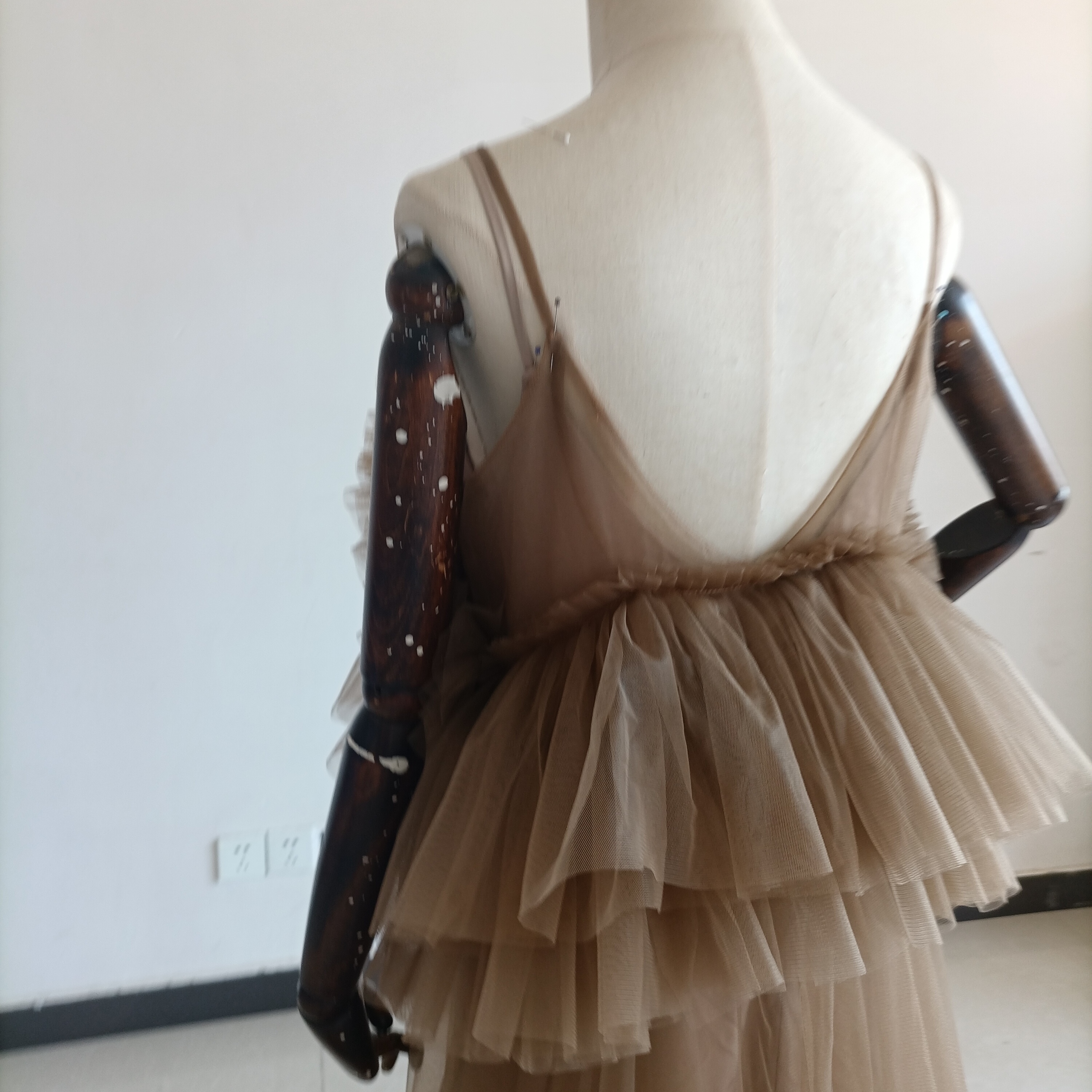 人気上昇！2ways 妊婦ドレス ブラウン 写真撮影 シースルー ワンピース マタニティフォト 母の日 ギフト