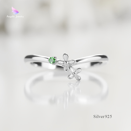 きらめく誕生花と選べる誕生石シリーズ -金木犀リング- Silver925 指輪