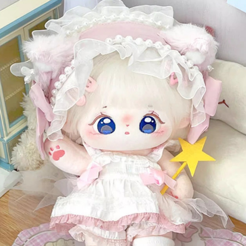 20cmぬいぐるみ 着せ替えぬいぐるみ チカ 白髪青目 元気少女