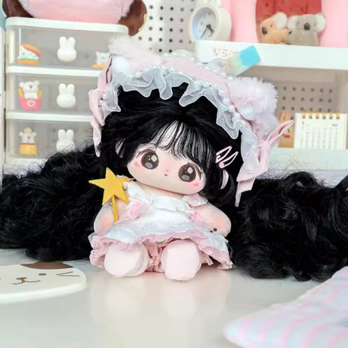 20cmぬいぐるみ 着せ替えぬいぐるみ ミミ 黒髪黒目 骨格付き可能