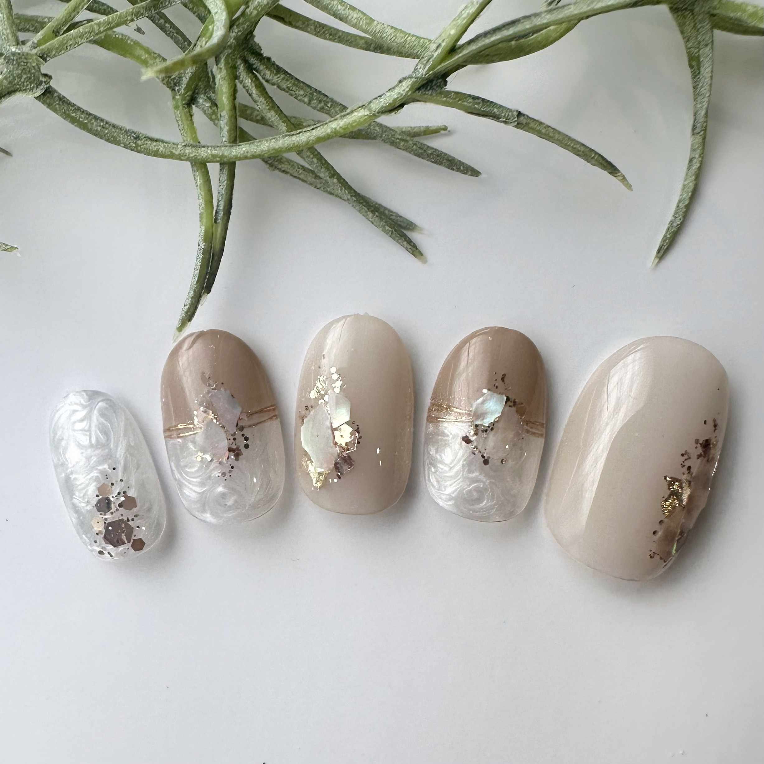 No.90 ホワイトパール秋ネイル ネイルチップ（つけ爪） PonNail 通販  