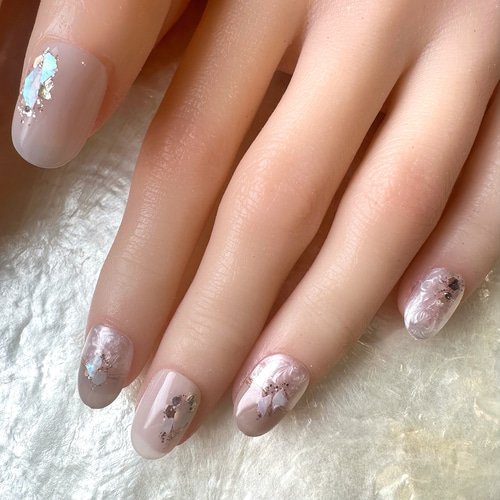 No.90 ホワイトパール秋ネイル ネイルチップ（つけ爪） PonNail 通販  