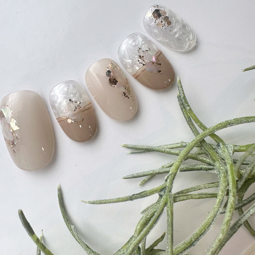 No.90 ホワイトパール秋ネイル ネイルチップ（つけ爪） PonNail 通販  