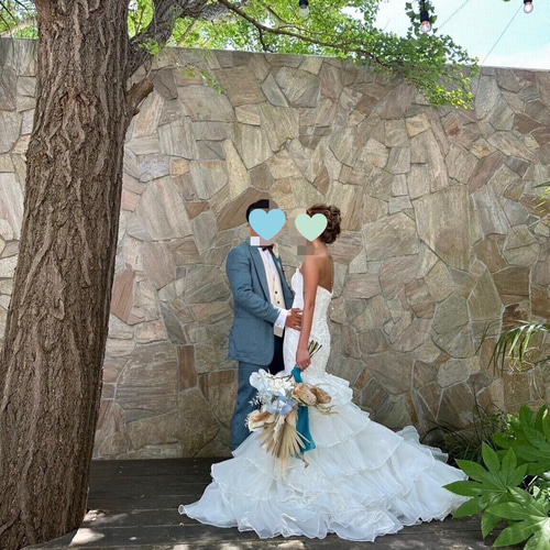 実例写真！豪華ウェディングドレス ラッフルフリル マーメイド ベア  