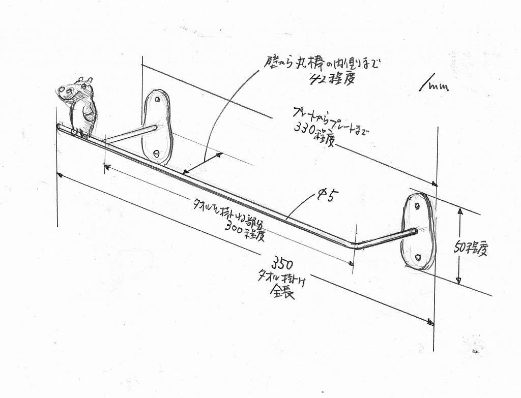 ポップ様注文品　カバのいるタオル掛け（ミニ）