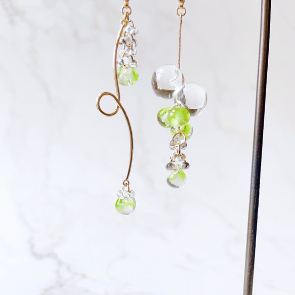 minori✴︎マスカット✴︎ ピアスみたいなマスクチャーム【Hijiri】ティアドロップ　ピアス　イヤリング　秋 1枚目の画像