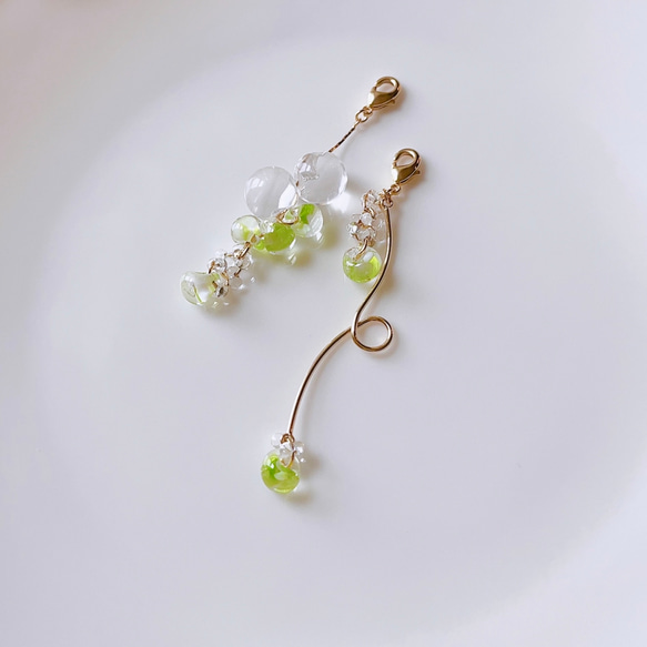 minori✴︎マスカット✴︎ ピアスみたいなマスクチャーム【Hijiri】ティアドロップ　ピアス　イヤリング　秋 7枚目の画像