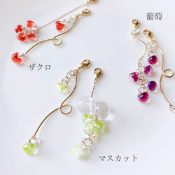 minori✴︎マスカット✴︎ ピアスみたいなマスクチャーム【Hijiri】ティアドロップ　ピアス　イヤリング　秋 2枚目の画像