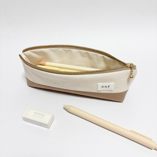 帆布ペンケース S size〈ミルクティーベージュ〉 ペンケース nuf