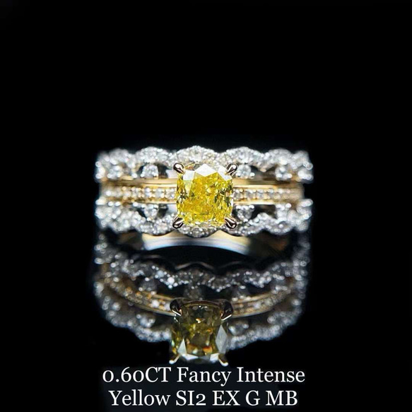 最安値 K18天然ダイヤ FANCY INTENSE YELLOW GIA鑑定