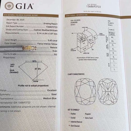 GIA鑑定書付き 0.6ct天然イエローダイヤモンド高品質K18 2way 指輪 