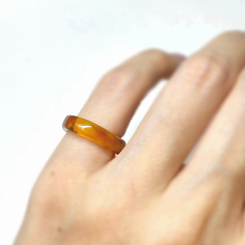 鼈甲 指輪 べっ甲 白甲 B3 本鼈甲 アラベスク文様 最高級 リング 琥珀