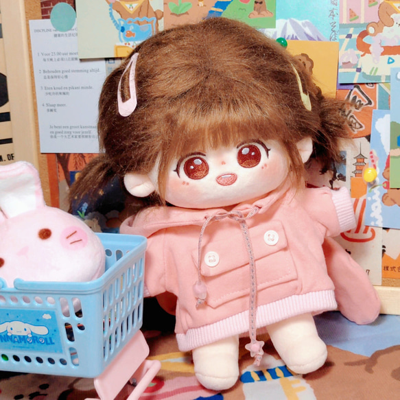 20cm 着せ替えぬいぐるみ 無属性 ぬいぐるみ 小錯 茶色の髪ダーク