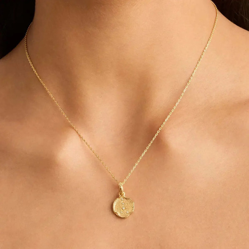 新作♡14金12星座お守りチャームコインネックレス リバーシブル