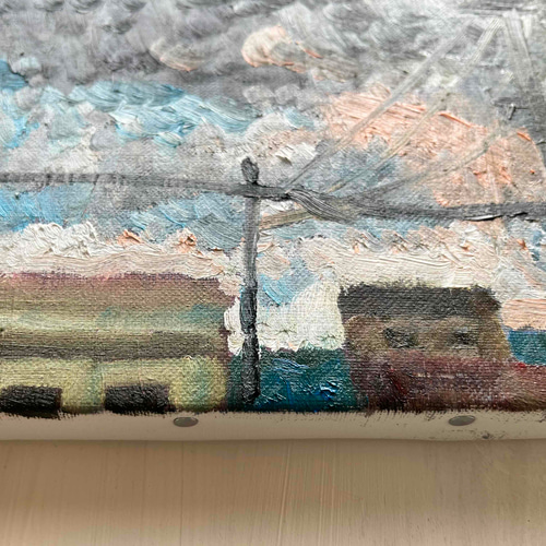 22×27㎝「工場と空」油彩・原画・F3 22×27㎝「工場と空」油彩・原画・F3