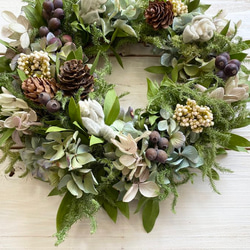 秋感じるお花たちのグリーンリース 3枚目の画像