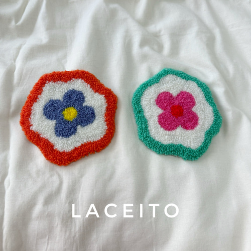 コースター インテリア 韓国風 パンチニードル コースター Laceito