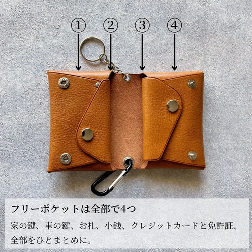 本革 ミニ財布 キーウォレット キーケース 鍵 スマートキー カード
