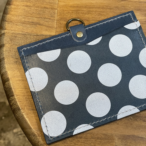 IDカードホルダー 栃木レザー 水玉模様 ドット Dots パスケース・定期