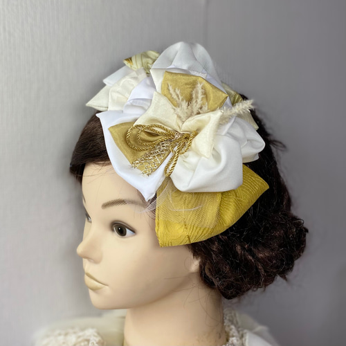 白 ゴールド ホワイト ヘッドドレス 髪飾り ヘアアクセサリー トーク帽