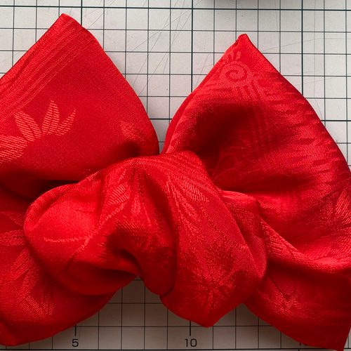 ふんわり大きなリボン 赤 朱 リボン 髪飾り 七五三 ヘアアクセサリー