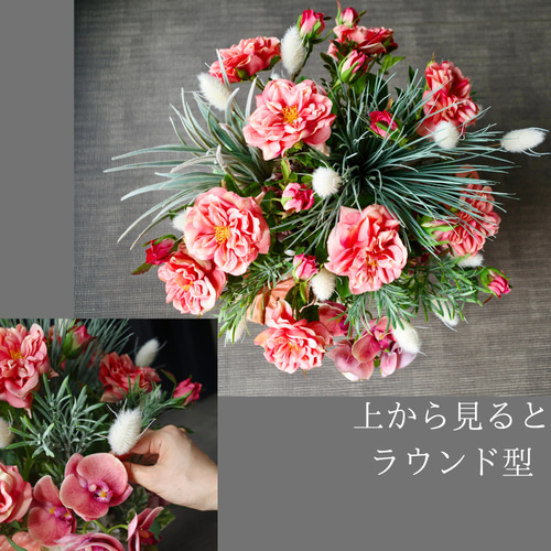 ✨特大✨赤ピンクバラミックスプリザ＆胡蝶蘭（アーティシャルフラワー）アレンジ✨✨ 90a9a29e57d77bbb5a78256a487c10