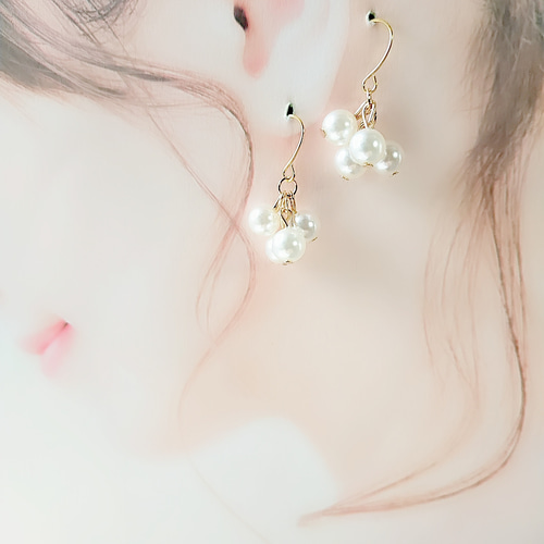 ハンドメイドピアス ハンドメイドピアス ピアス（フック・チェーン） m shop 通販