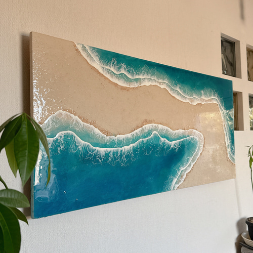 ホヌ オーシャンアート 海アート ハワイ 波 インテリア インテリア小物 送料無料】レジンオーシャンアート☆ハワイ インテリアパネル 波