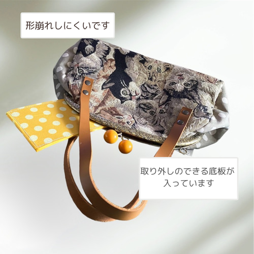 秋の新作』ゴブラン織りアンティークな猫たちのあめ玉がま口