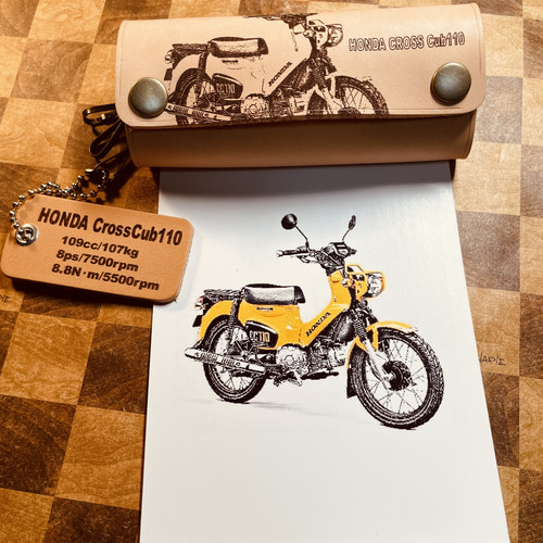 本革レザーキーケース クロスカブ110 オリジナルレザー3連キーケース