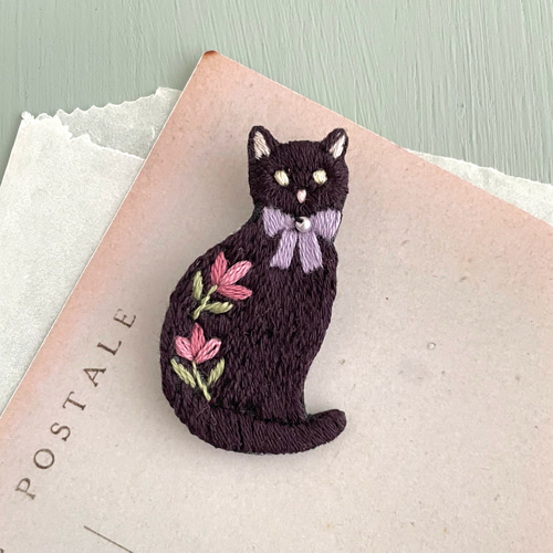 ★Ｐページ★猫刺繍ブローチ４点