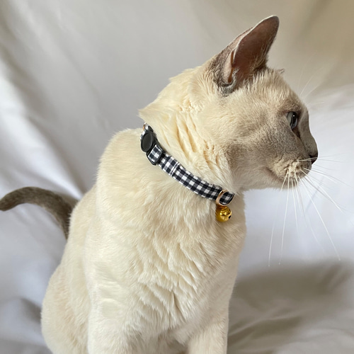 猫の日2025】猫 首輪 | 白黒ギンガムチェック XS ネコちゃん用 猫の日2025】猫 首輪 | 白黒ギンガムチェック XS ネコちゃん用