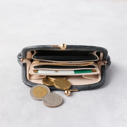 送料無料 小さい財布 ミニマム 革巻き がま口 国産 蝋引き革 ミニ財布 口金 ガマ口 ガマグチ コバルト 5枚目の画像