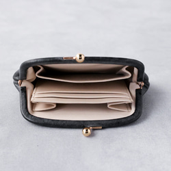 送料無料 小さい財布 ミニマム 革巻き がま口 国産 蝋引き革 ミニ財布 口金 ガマ口 ガマグチ コバルト 4枚目の画像