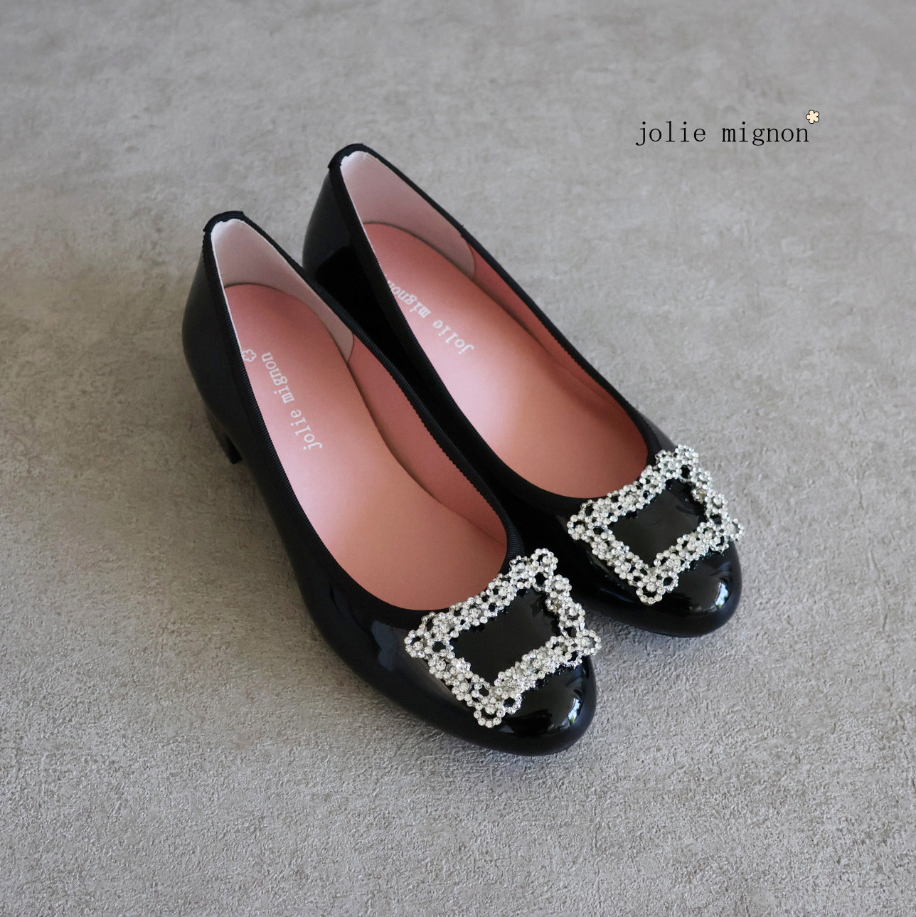 【22.0cm～あります！】ビジュー付き バレエシューズ【ブラック】