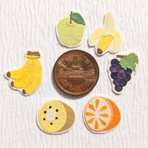 和紙で出来たフレークシール くだもの シール・ステッカー 橙いろ屋